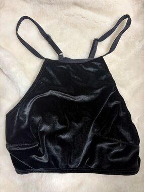 H&M velvet and lace crop top